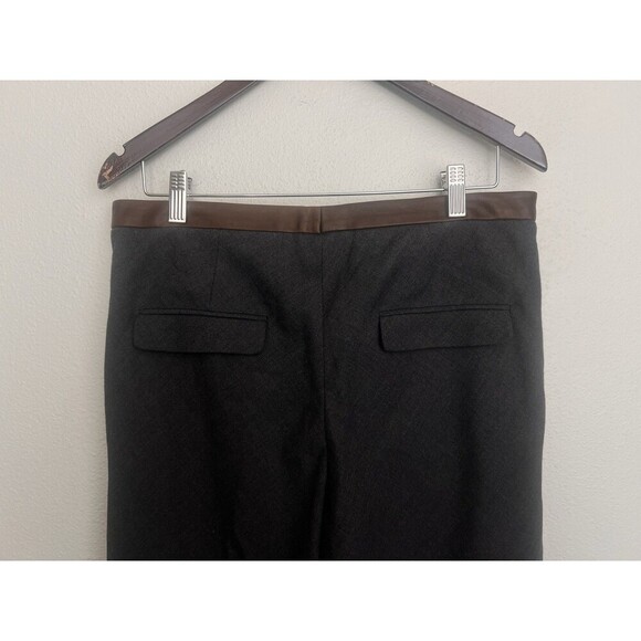 Brunello Cucinelli Gray Wool Straight Leg Leather Trim Trousers 38 US 6 Career - Picture 5 of 8